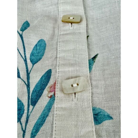 John Mark 100%‎ Linen Floral Border Wire Collar Button Front Size Large - Picture 6 of 12